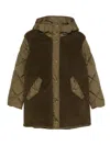 Herno Hooded Long Length Two-tone Jacket In Green