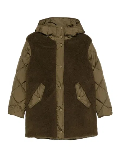 Herno Hooded Long Length Two-tone Jacket In Brown