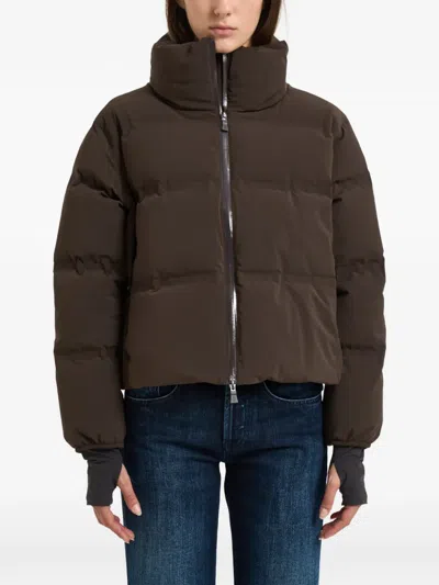 Herno Quilted Funnel-neck Puffer Jacket In Brown