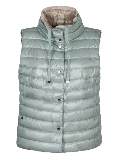 Herno Full Zip Down Vest In Blue