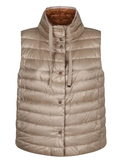 Herno Full Zip Down Vest In Brown