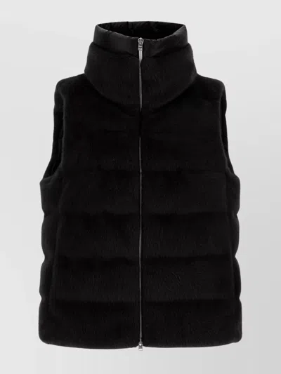 HERNO QUILTED GILET WITH FAUX FUR FINISH