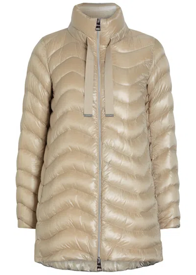 Herno Quilted Glossed Shell Jacket In Sand