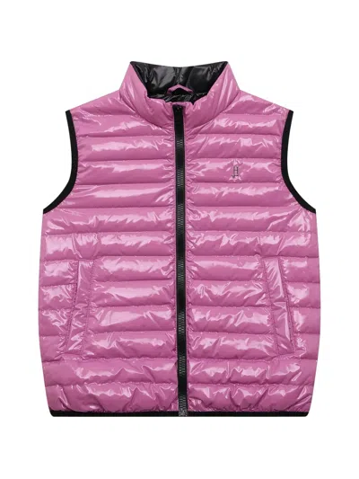 Herno Kids' Quilted Glossy Vest Jacket In Pink