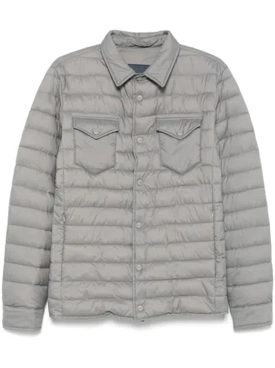 Herno Quilted Grey Coat With Tailored Fit In Gray