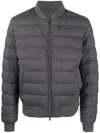 Herno Quilted Grey Puffer Jacket With Ribbed Cuffs In Gray
