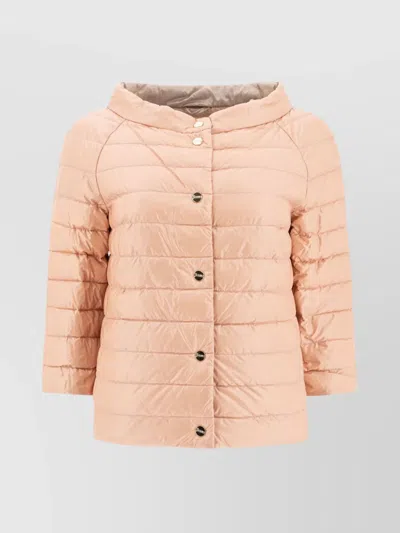 Herno Quilted High Collar 3/4 Sleeves Jackets In Neutral