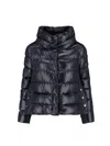 Herno Quilted High-collar Black Nylon Coat In Black