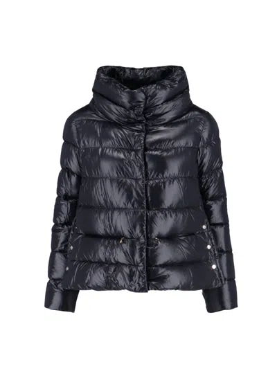 Herno Quilted High-collar Black Nylon Coat