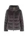 Herno Quilted High-collar Grey Faux Fur Coat