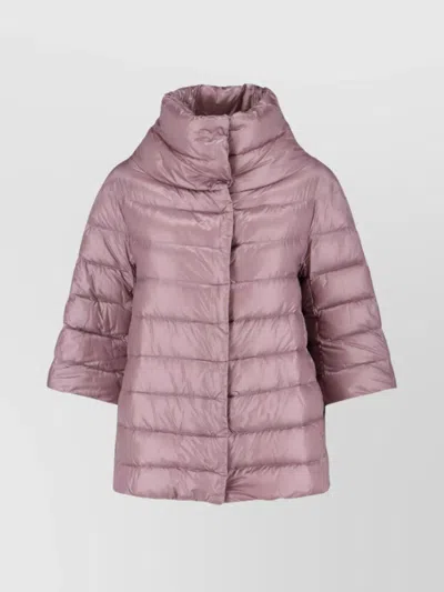 Herno Quilted High Collar Jacket In Pink