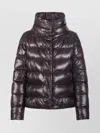 Herno Quilted High Collar Long Sleeve Jacket In Brown