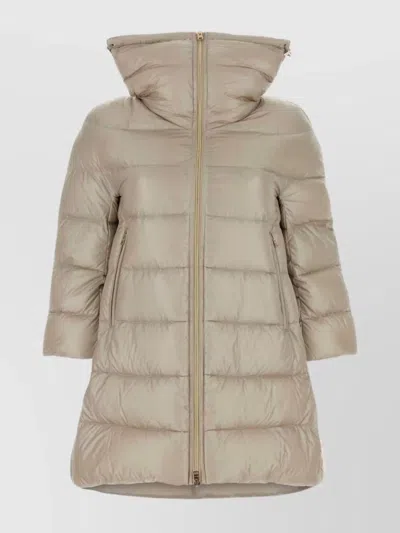 Herno Women Beige High Neck Down Jacket In Metallic