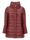 Herno Quilted High-neck Coat In Burgundy