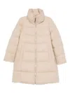 Herno Long Quilted Jacket High Collar In Neutral