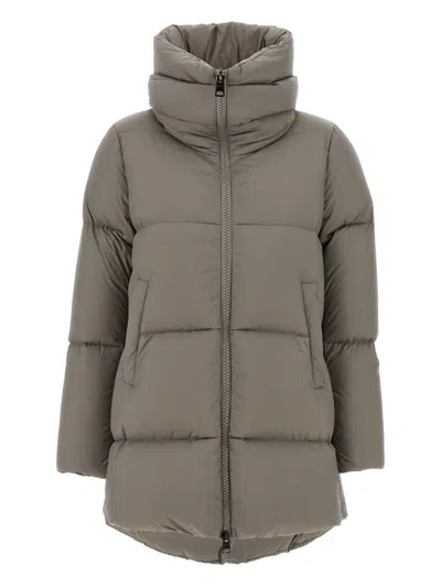 Herno Quilted High-neck Down Coat In Gray
