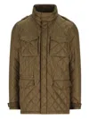 Herno Quilted High-neck Field Jacket In Brown