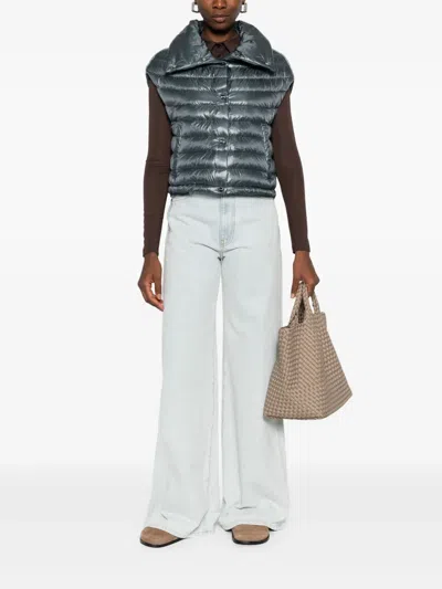 Herno Quilted High-neck Gilet In Gray