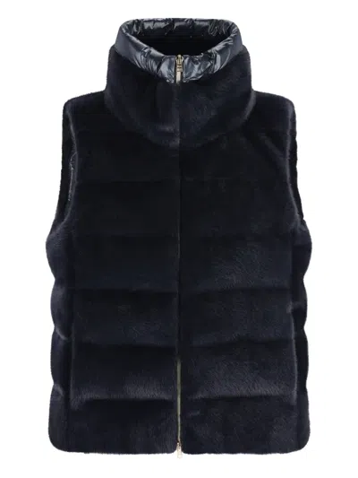 Herno Quilted High-neck Gilet In Blue