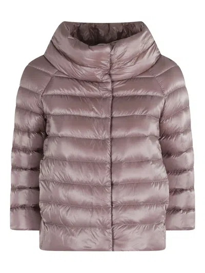 Herno Quilted High-neck Jacket In Brown