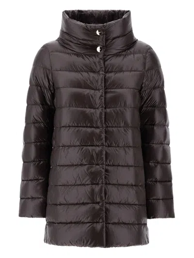 Herno Amelia Funnel-neck Padded Coat In Brown