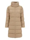 Herno Satin And Lady Alternative Fur Long Jacket In Neutral