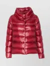 Herno Quilted High Neck Jacket With Lateral Split In Red