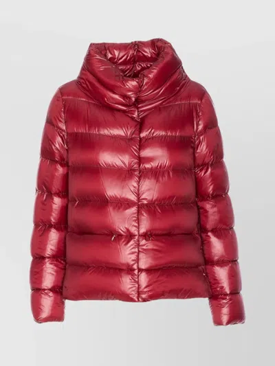 HERNO QUILTED HIGH NECK JACKET WITH LATERAL SPLIT