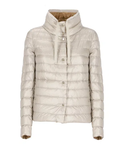 Herno Quilted High-neck Reversible Coat In Neutral