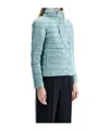 Herno Short Puffer Jacket In Ice Blue Nylon With Metal Buttons In Blue