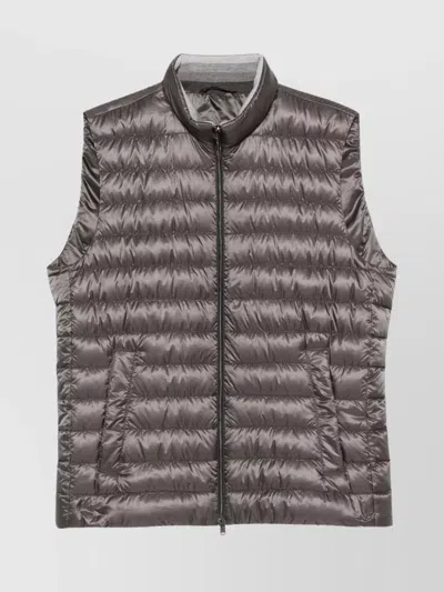 HERNO QUILTED HIGH NECK SLEEVELESS VEST WITH SIDE POCKETS