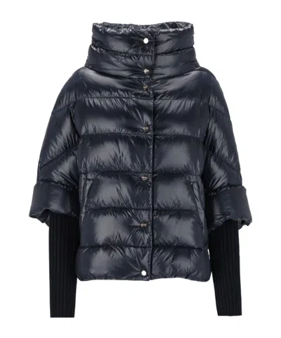 Herno Quilted High-neck Cape In Black