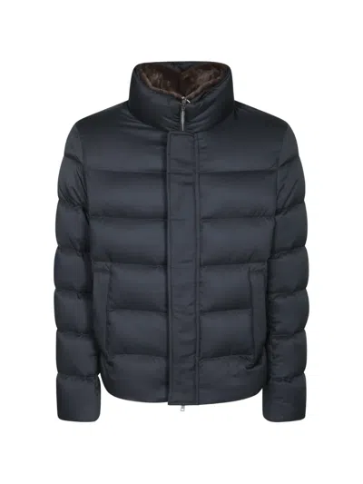 Herno Quilted High-neck Coat In Black