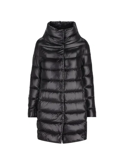 Herno Quilted High-neck Coat In Black