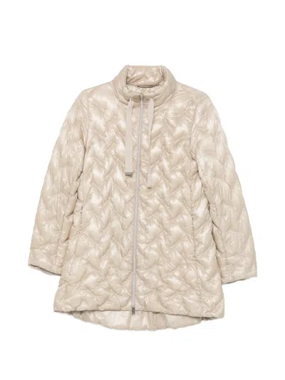 Herno Quilted High-neck Coat In Brown