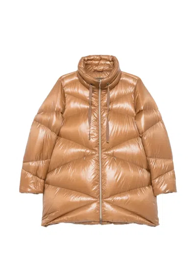 Herno Quilted High-neck Coat In Neutral