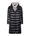 Herno Glossy Quilted Plush Lined Long Down Jacket In Black