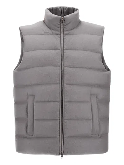 Herno Quilted High-neck Gilet In Gray