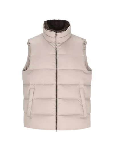 Herno Quilted High-neck Gilet In Neutral