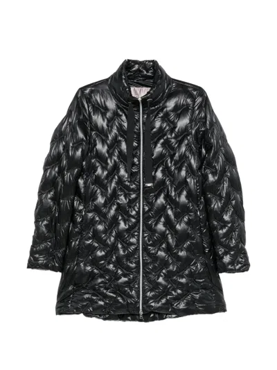 Herno Quilted High-neck Zip-up Coat In Black