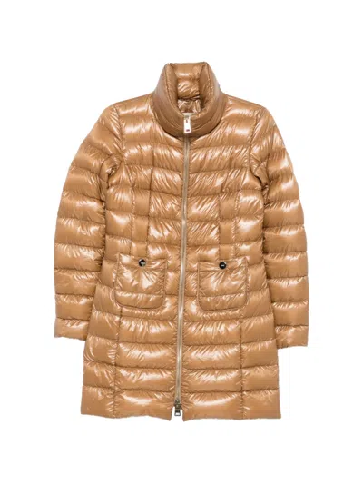 Herno Quilted High-neck Zip-up Coat In Brown