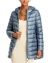 Herno Quilted Hooded A Line Coat In Azzurro