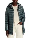 Herno Quilted Hooded A Line Coat In Blue