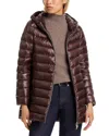 Herno Shiny Nylon Hooded Down Puffer Jacket In Brown