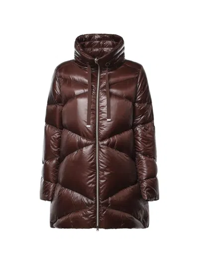 Herno Quilted Hooded Coat In Brown