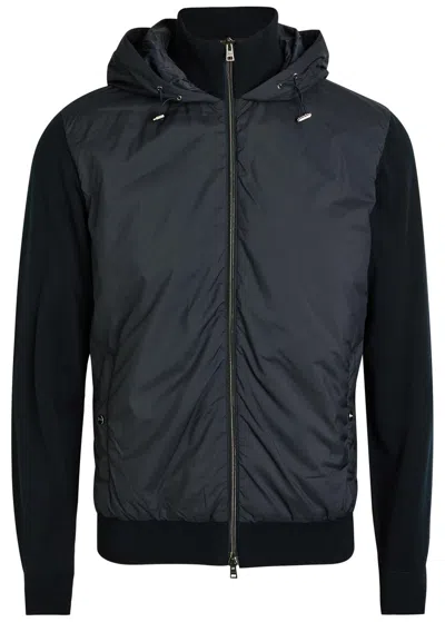 Herno Quilted Hooded Cotton Jacket In Blue