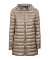 Herno Quilted Hooded Down Jacket In Brown