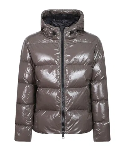 Herno Quilted Hooded Down Jacket In Gray