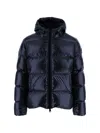Herno Navy Quilted Down Jacket With Adjustable Hood And Elasticated Hems In Blue