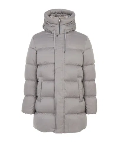 Herno Quilted Hooded Down Jacket In Gray
